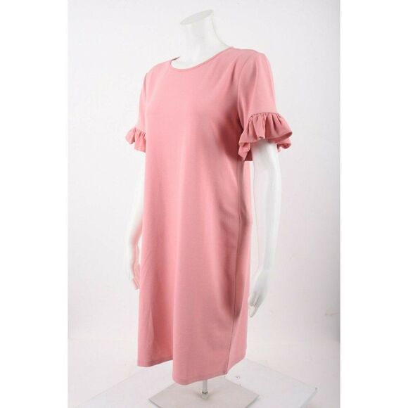 Ann Taylor Womens Shift Dress Sz 4 Pink Knee Length Short Ruffle Sleeve NWT - Picture 3 of 6